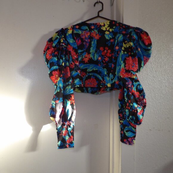 " The Moon" Brand Crop Puff Sleeve 80s Inspired Top Sz S - Picture 7 of 7